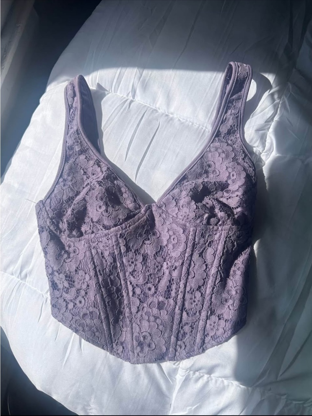 Forever 21 Lavender Lace Bustier Crop Top